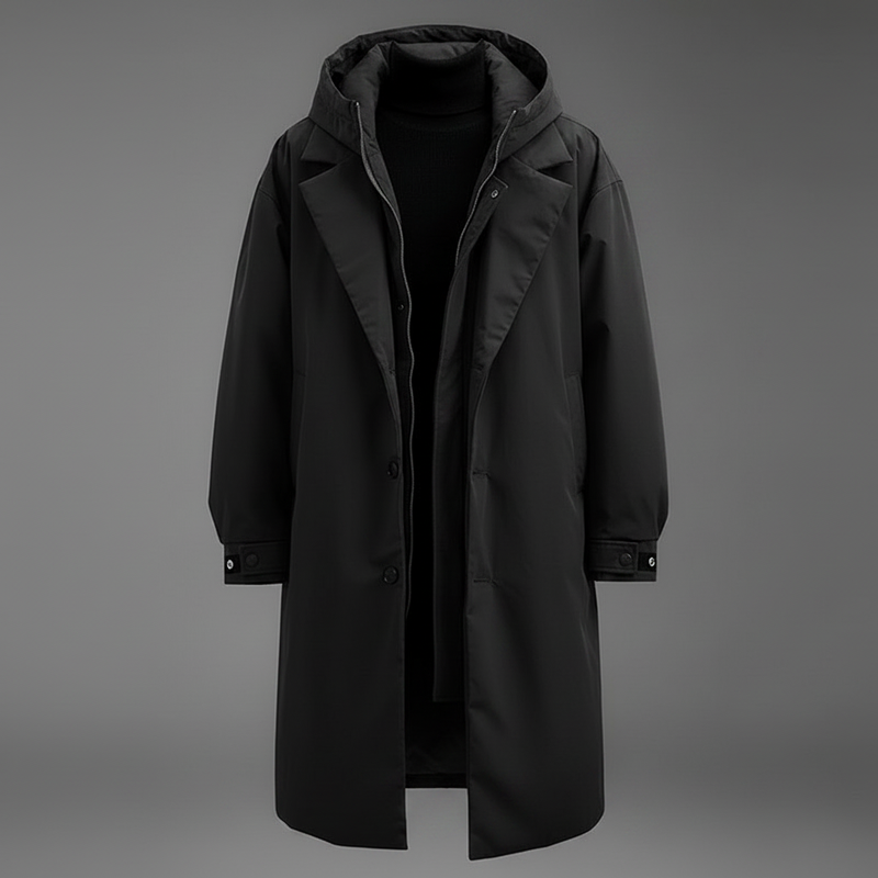 Men's Long Waterproof Puffer Trench Coat | Stylish Outerwear