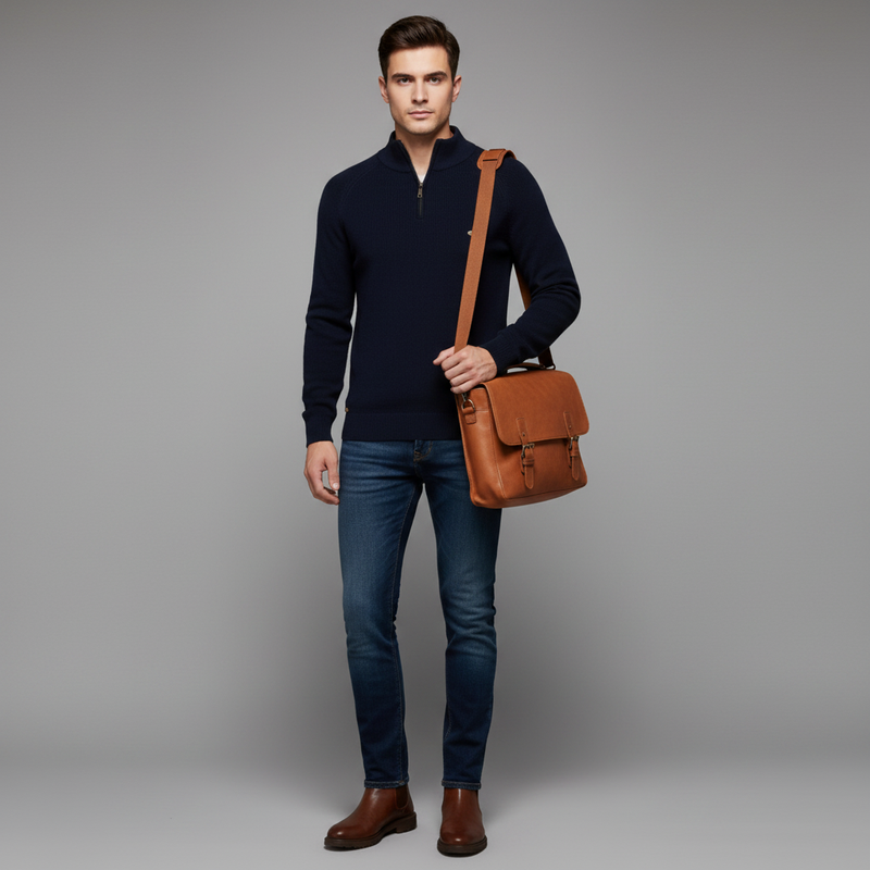 Men's Slim Fit Half-Zip Knitted Jumper | Stylish Knitwear