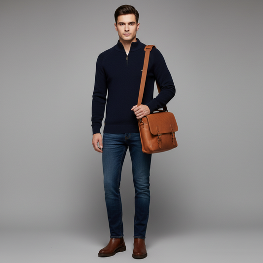 Men's Slim Fit Half-Zip Knitted Jumper | Stylish Knitwear