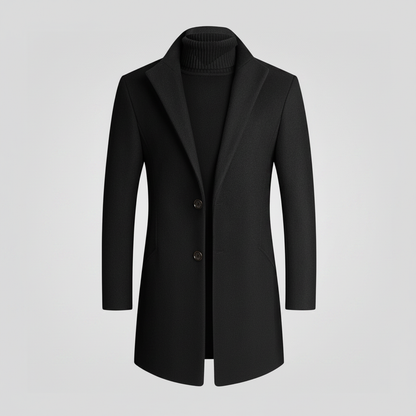 Men's Long Coat | Stylish Notched Lapel Design