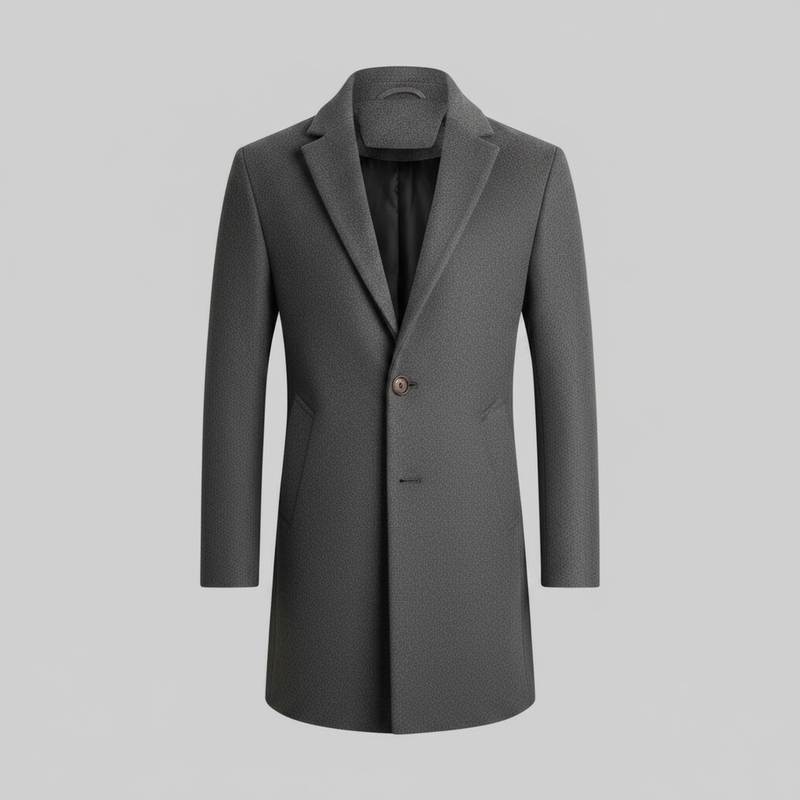 Men's Long Coat | Stylish Notched Lapel Design