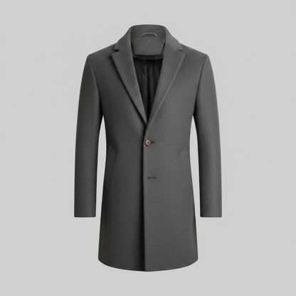 Men's Long Coat | Stylish Notched Lapel Design