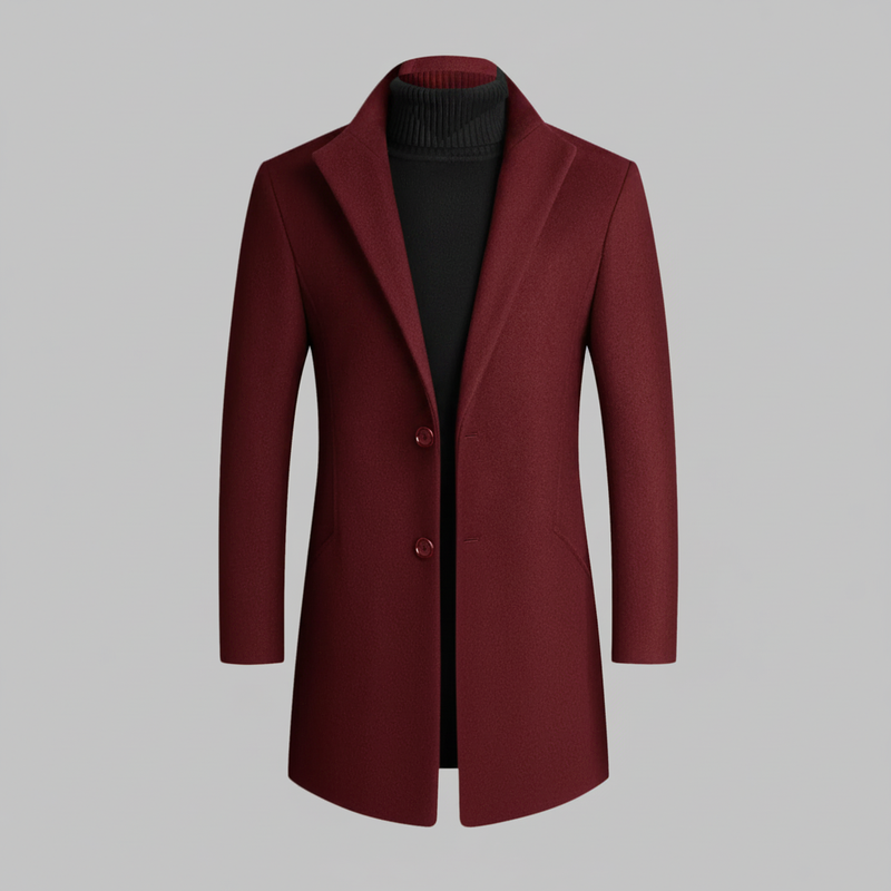 Men's Long Coat | Stylish Notched Lapel Design