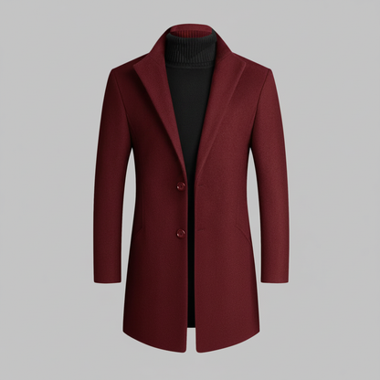 Men's Long Coat | Stylish Notched Lapel Design