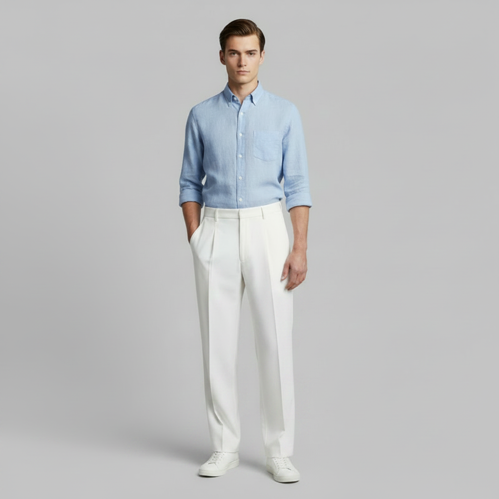 Men's Pleated Trousers | Straight Fit Formal Pants