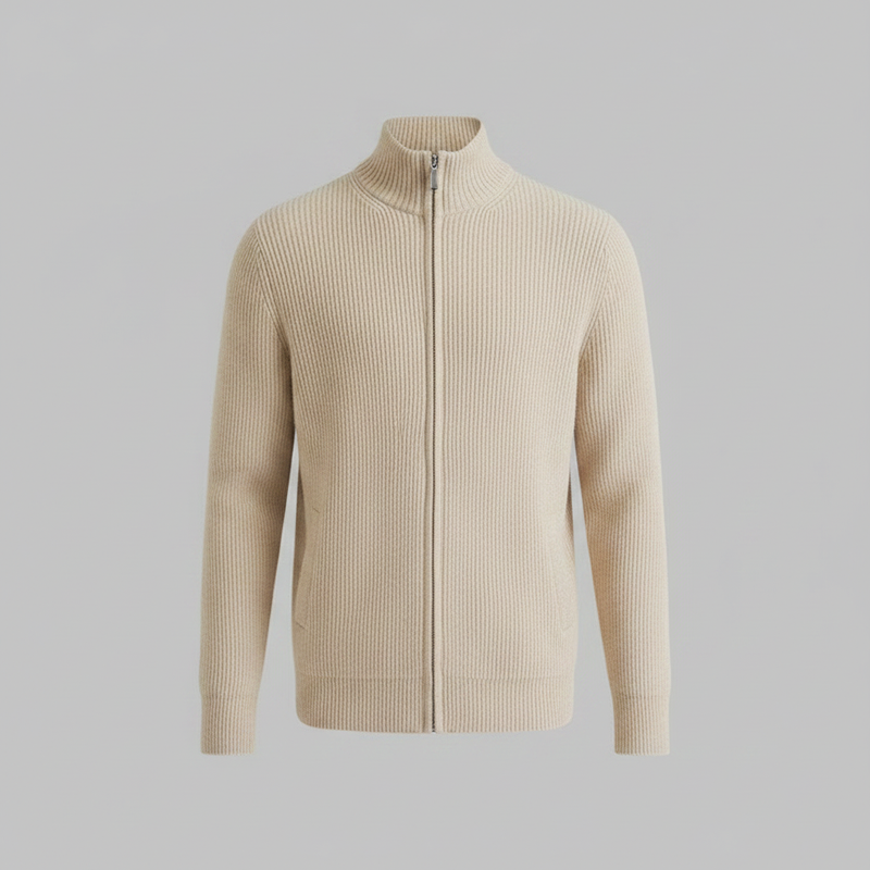 Men's Slim Fit Zip Cardigan | Ribbed Knit Sweater