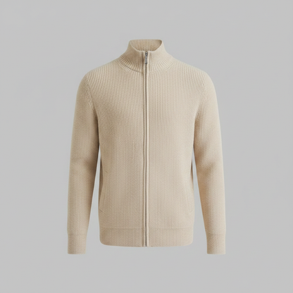 Men's Slim Fit Zip Cardigan | Ribbed Knit Sweater