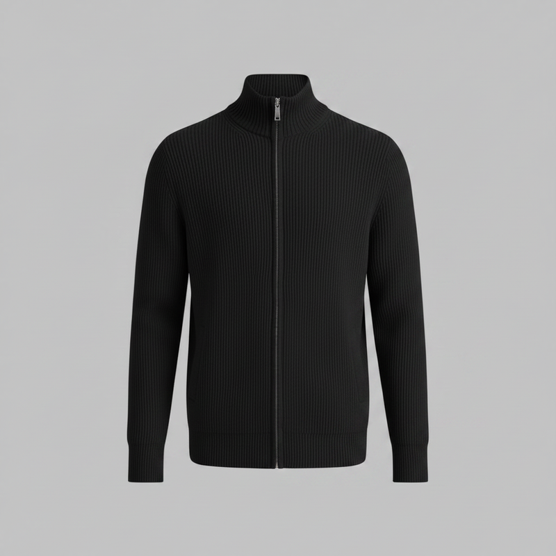 Men's Slim Fit Zip Cardigan | Ribbed Knit Sweater