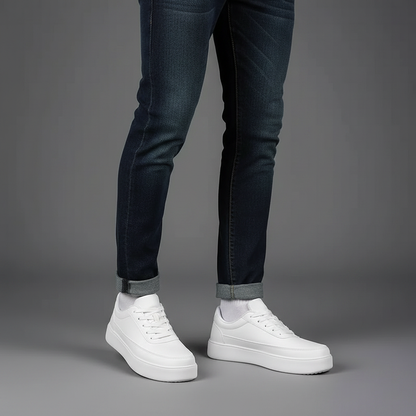 Men's White Platform Sneakers | Casual Footwear